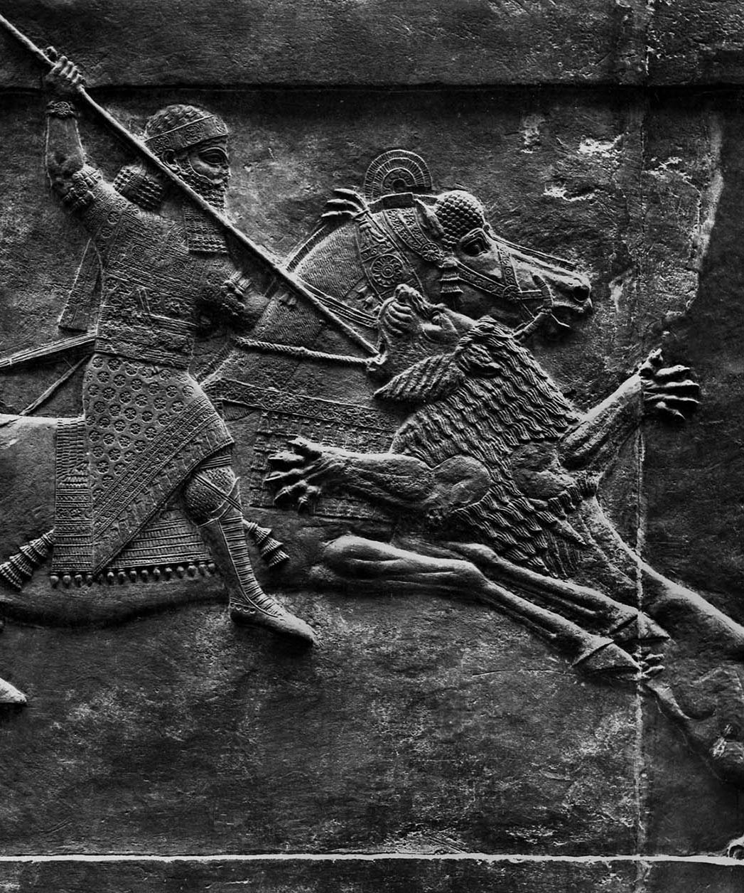 Relief: Assurbanipal on a lion hunt