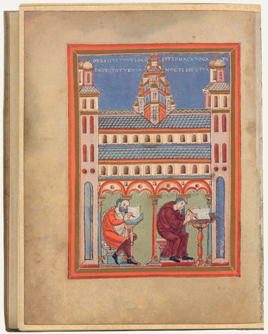 Illumination: miniature of a scriptorium