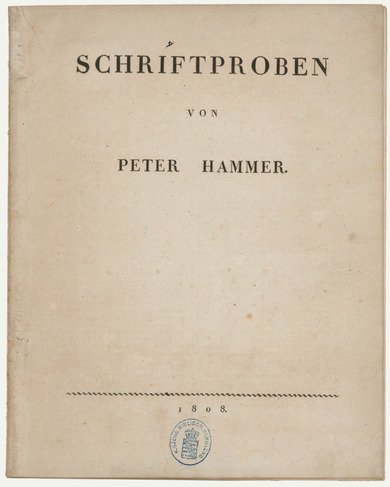 Titelblatt: Schriftproben von Peter Hammer