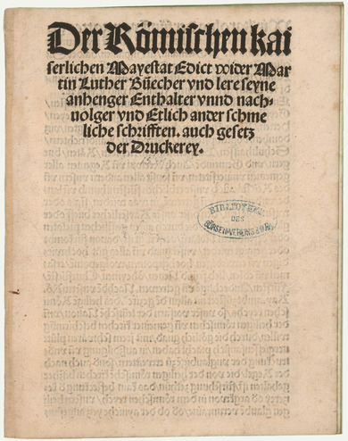 Dokument: Wormser Edikt 1521