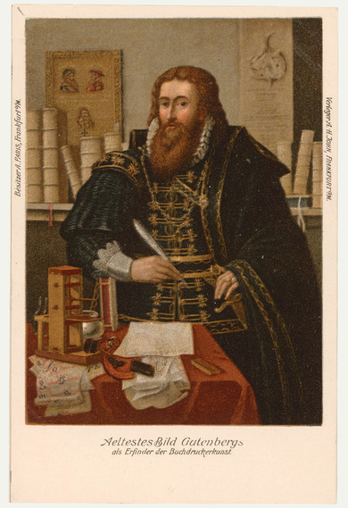 Bildpostkarte: Johannes Gutenberg