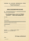 Formularvordruck: Druckgenehmigung, 1985