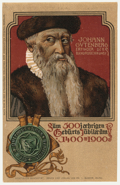 Picture postcard: Johannes Gutenberg