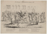 Lithograph: Der Leipziger Allgemeinen Leiden und Tod (The suffering and death of the Leipziger Allgemeine)