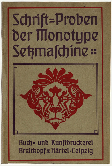 Book cover: type specimen book for the Monotype